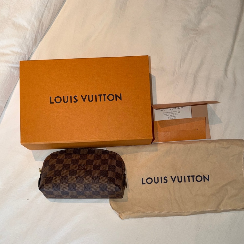Louis Vuitton Brown Checkered Cosmetic Pouch